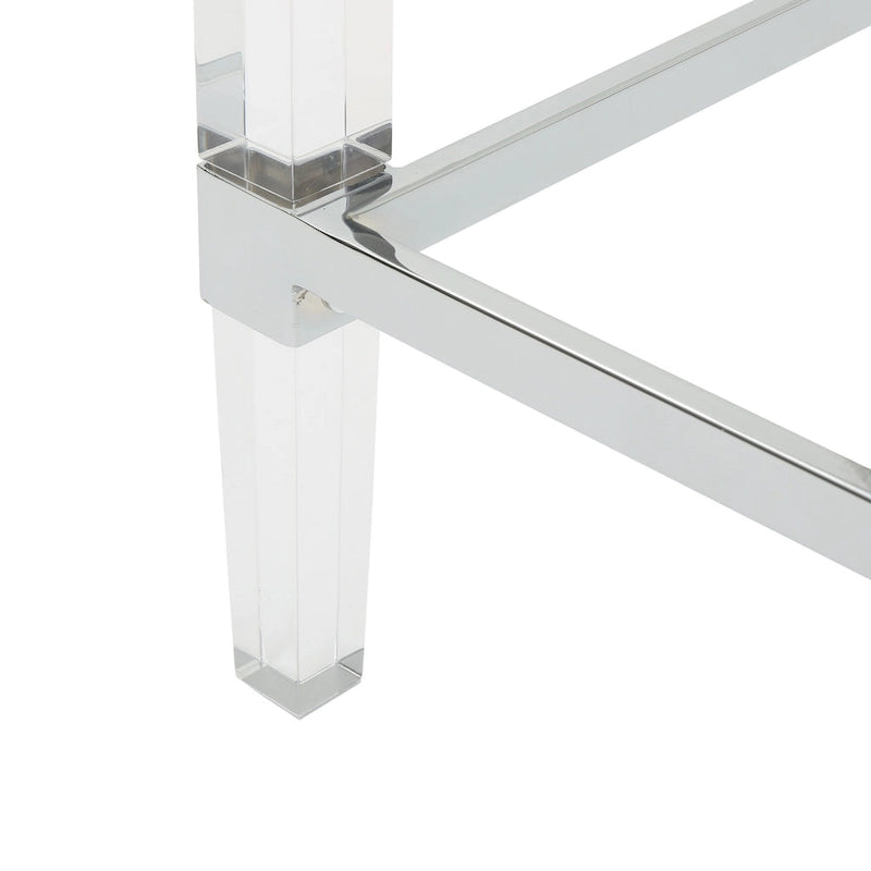Mesa de centro rectangular moderna de cristal de 48" con estructura resistente para sala de estar