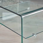 Mesa de centro Ramona de cristal cuadrado con estante