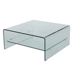 Mesa de centro Ramona de cristal cuadrado con estante