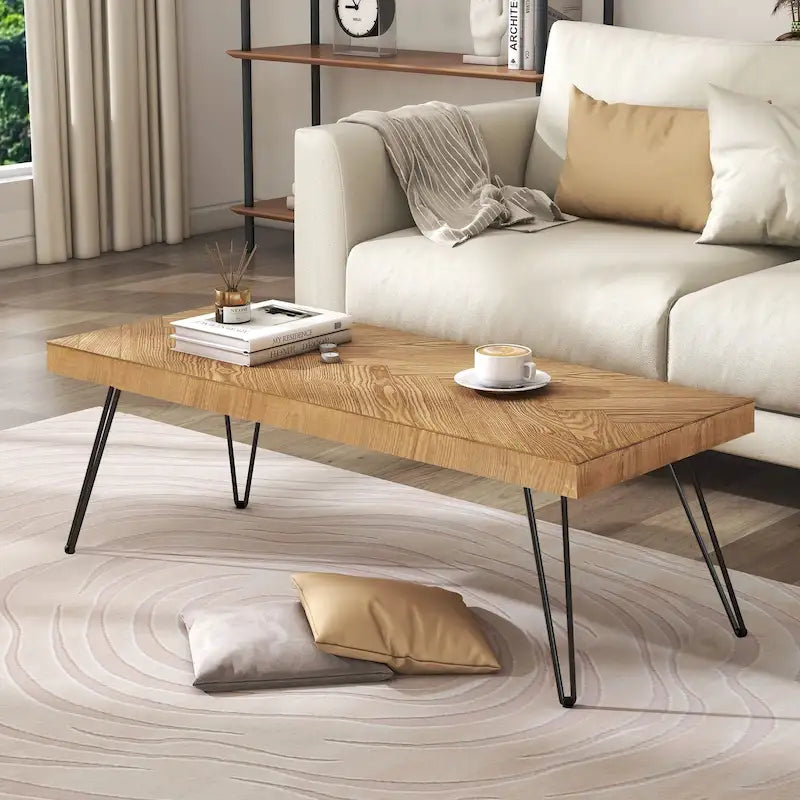 Mesa de centro moderna con patas de metal - 19.60 x 43.30 x 17.80