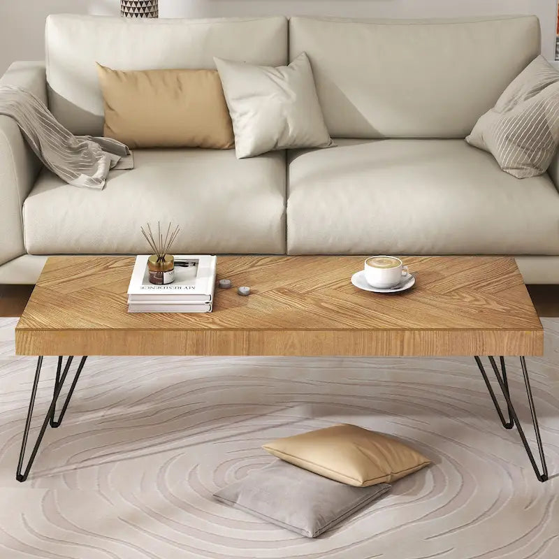 Mesa de centro moderna con patas de metal - 19.60 x 43.30 x 17.80