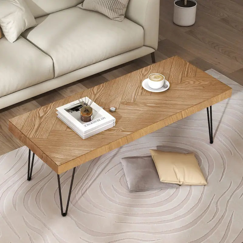 Mesa de centro moderna con patas de metal - 19.60 x 43.30 x 17.80