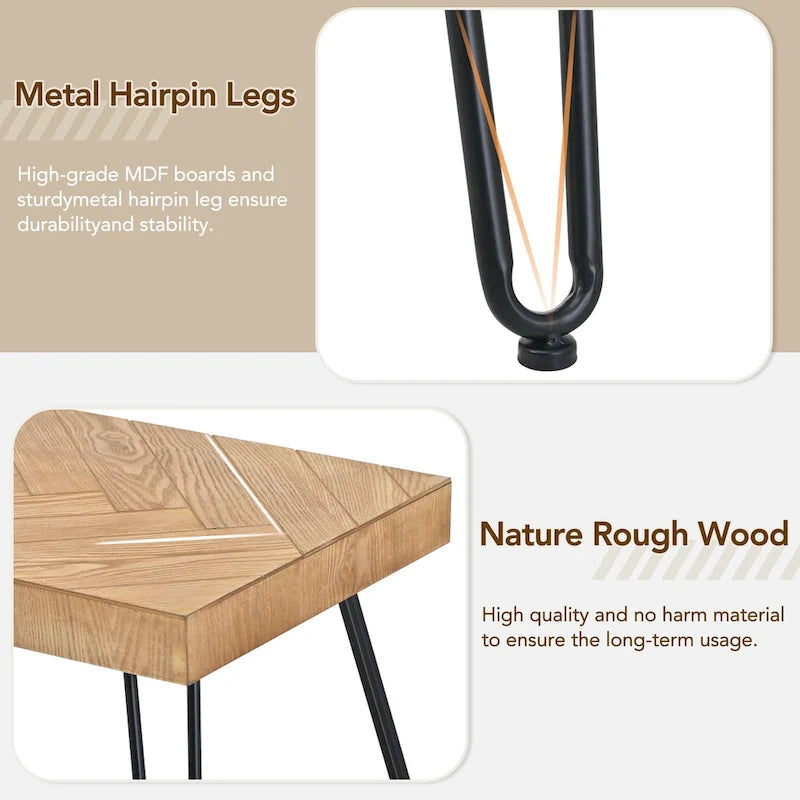 Mesa de centro moderna con patas de metal - 19.60 x 43.30 x 17.80