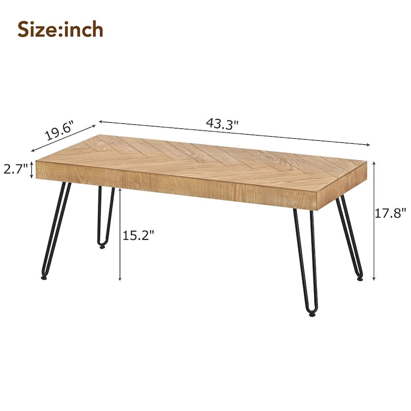 Mesa de centro moderna con patas de metal - 19.60 x 43.30 x 17.80