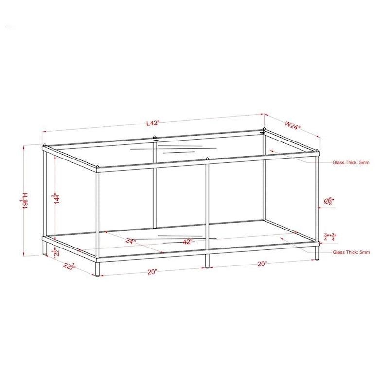 Mesa de centro Scoles Contemporary de 42 pulgadas de cristal con 1 estante