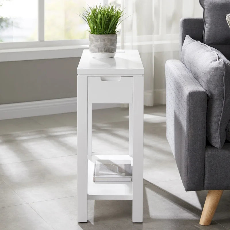 Mesa auxiliar de madera Cade con cajón y carga
