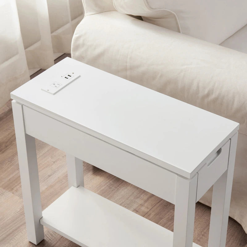 Mesa auxiliar de madera Cade con cajón y carga