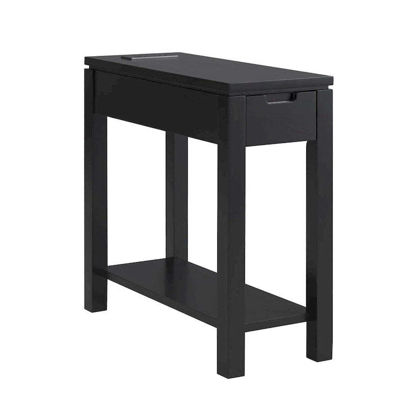 Mesa auxiliar de madera Cade con cajón y carga