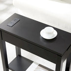 Mesa auxiliar de madera Cade con cajón y carga