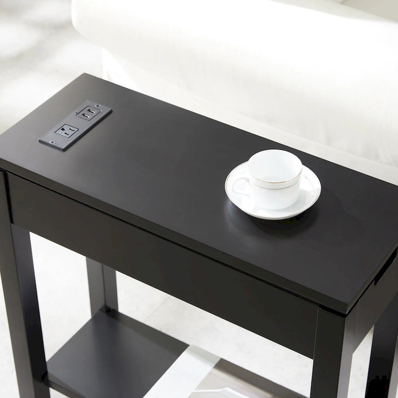Mesa auxiliar de madera Cade con cajón y carga