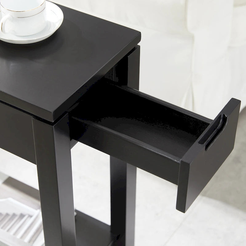 Mesa auxiliar de madera Cade con cajón y carga
