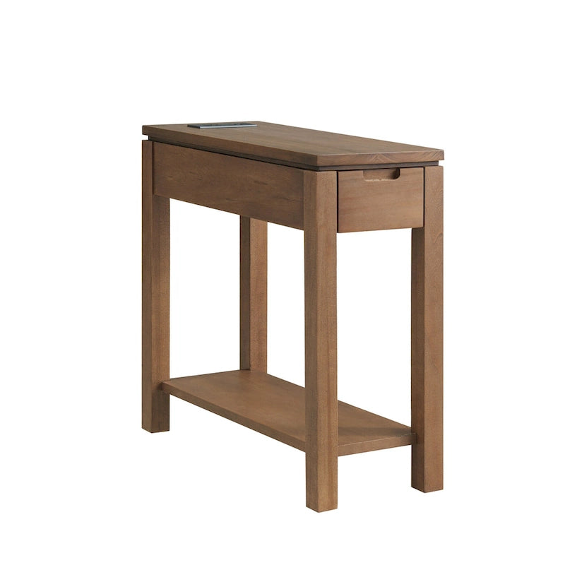 Mesa auxiliar de madera Cade con cajón y carga