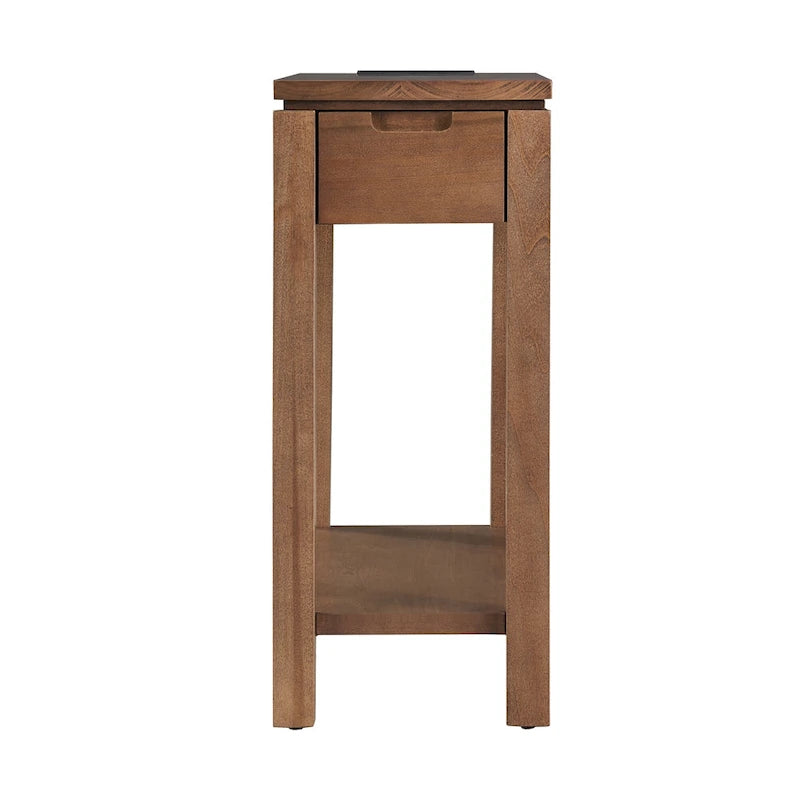Mesa auxiliar de madera Cade con cajón y carga