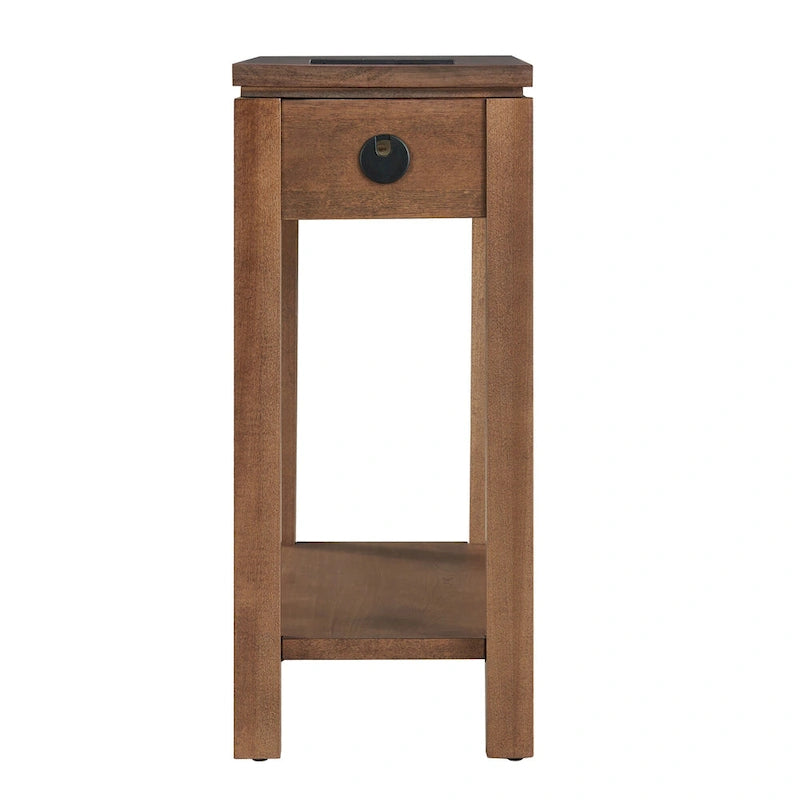 Mesa auxiliar de madera Cade con cajón y carga