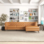 Sofá seccional esquinero de cuero superior Florentina Modern Chesterfield Tufted para sala de estar en color coñac