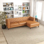 Sofá seccional esquinero de cuero superior Florentina Modern Chesterfield Tufted para sala de estar en color coñac