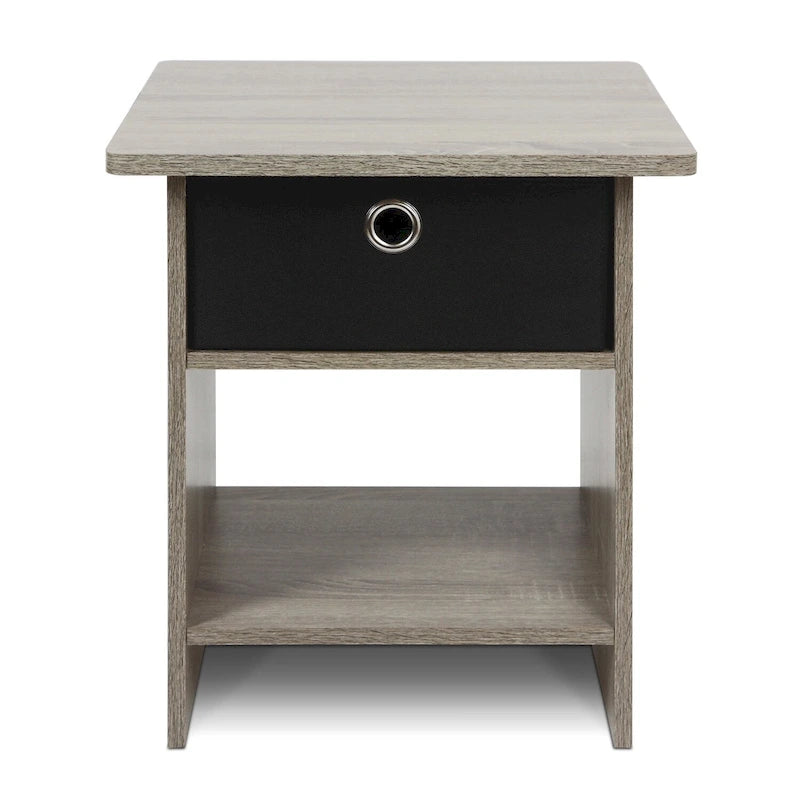 Mesa auxiliar/Mesita de noche Dario con estante de almacenamiento y cajón tipo cubo