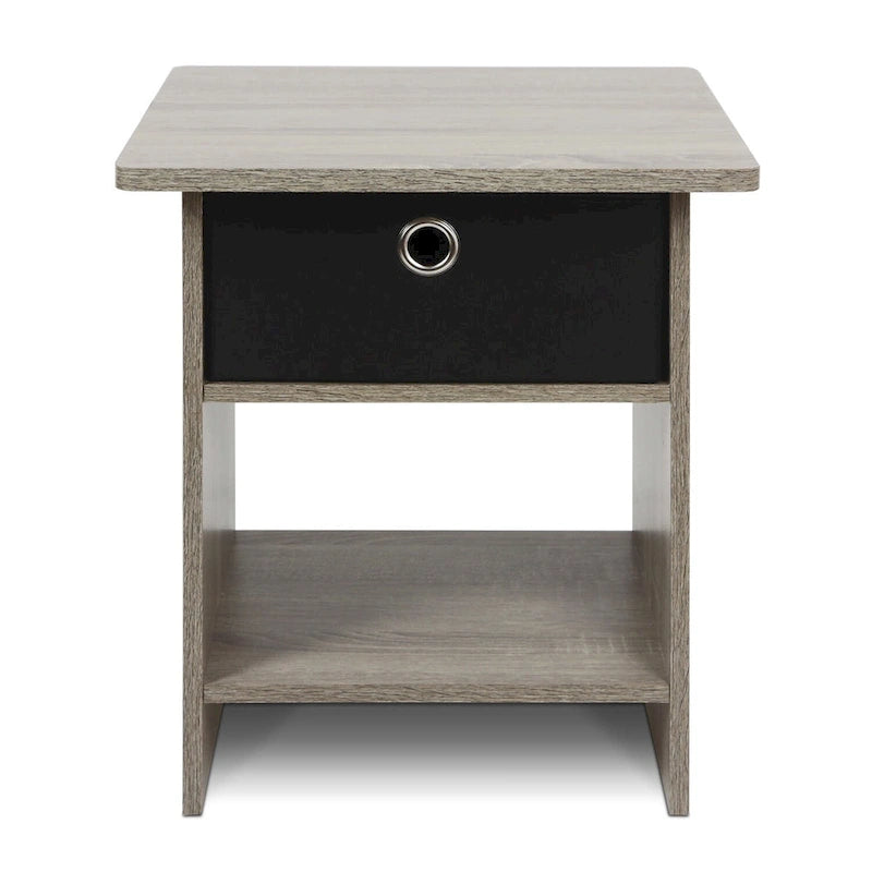 Mesa auxiliar/Mesita de noche Dario con estante de almacenamiento y cajón tipo cubo