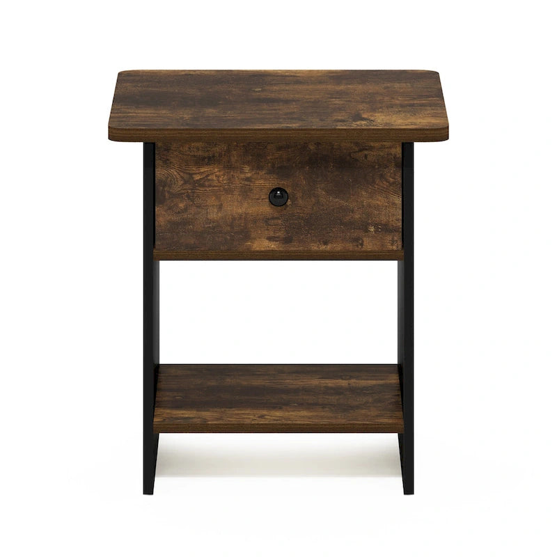 Mesa auxiliar/Mesita de noche Dario con estante de almacenamiento y cajón tipo cubo
