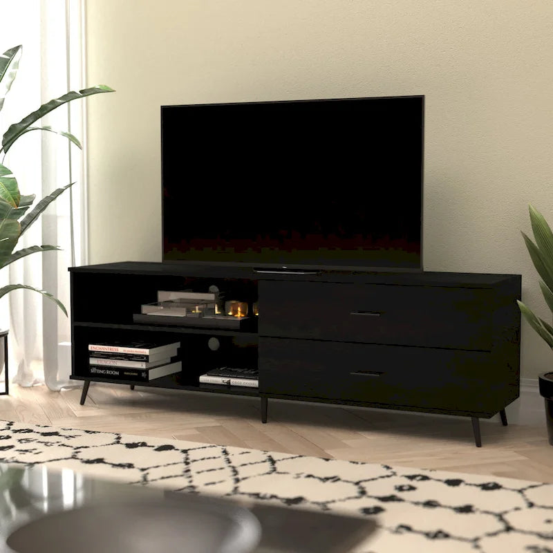 Mesa de centro Scoles Contemporary de 42 pulgadas de cristal con 1 estante