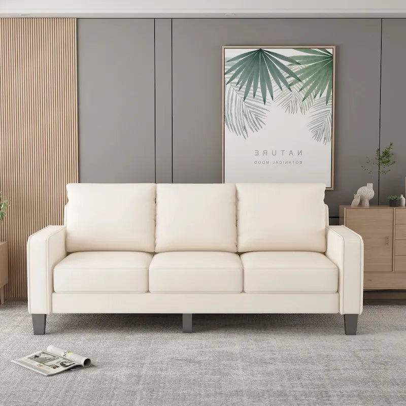 Sofá de tela beige para sala de estar moderna 2+3