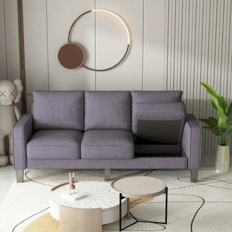 Sofá de tela beige para sala de estar moderna 2+3