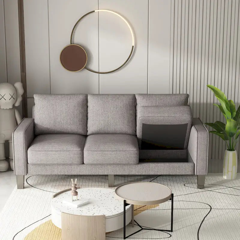 Sofá de tela beige para sala de estar moderna 2+3