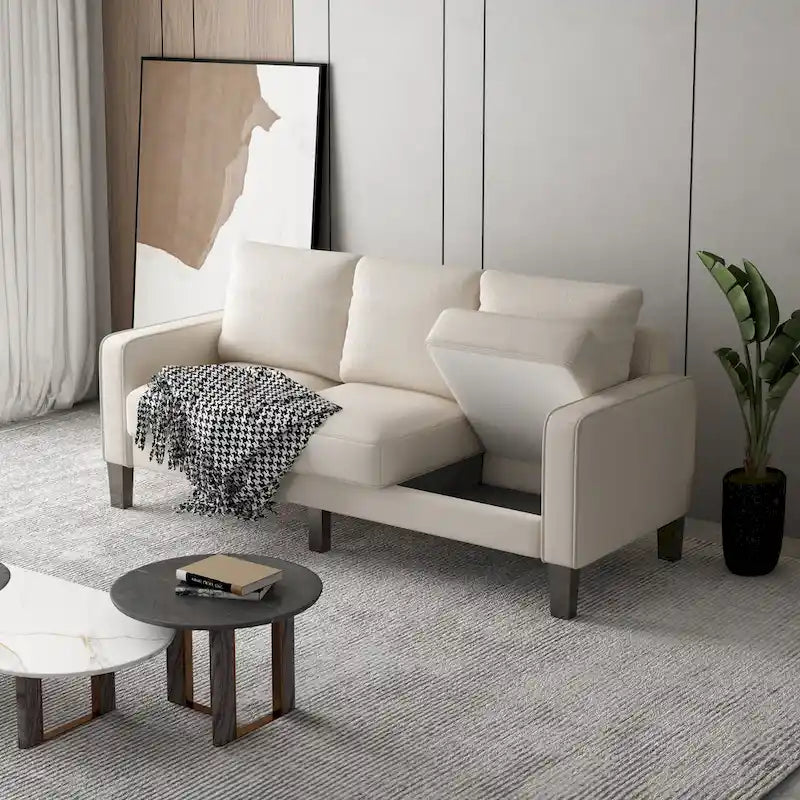 Sofá de tela beige para sala de estar moderna 2+3