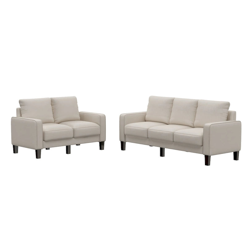 Sofá de tela beige para sala de estar moderna 2+3