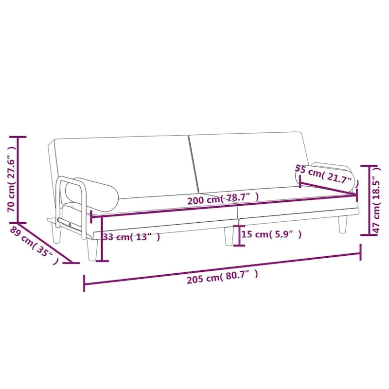 Sofá cama con reposabrazos Sofá sillón reclinable de tela - 80.7 x 35 x 27.6