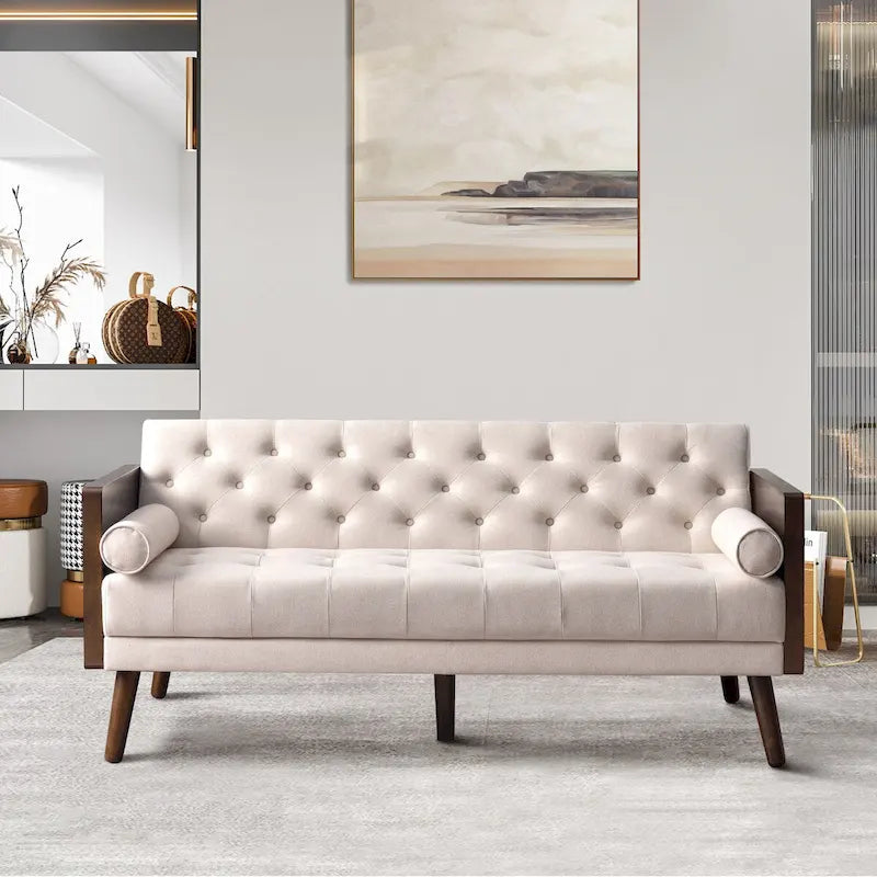 Sofá Cama Plegable Ajustable de Estilo Moderno de Mediados de Siglo para Sala de Estar