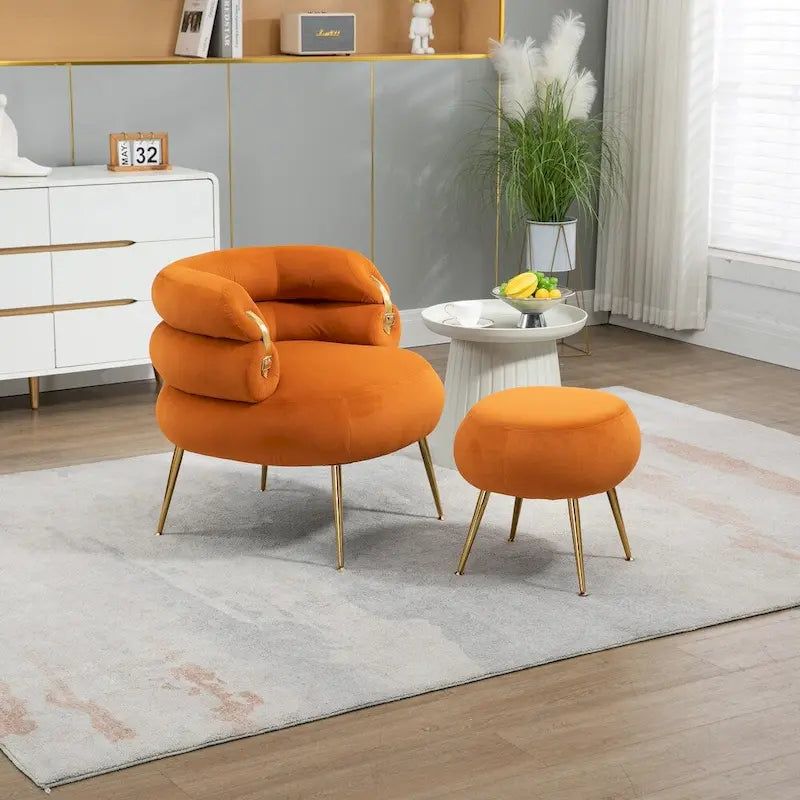 Sillón decorativo moderno tapizado con marco de metal - 29.13 x 27.95 x 28.35