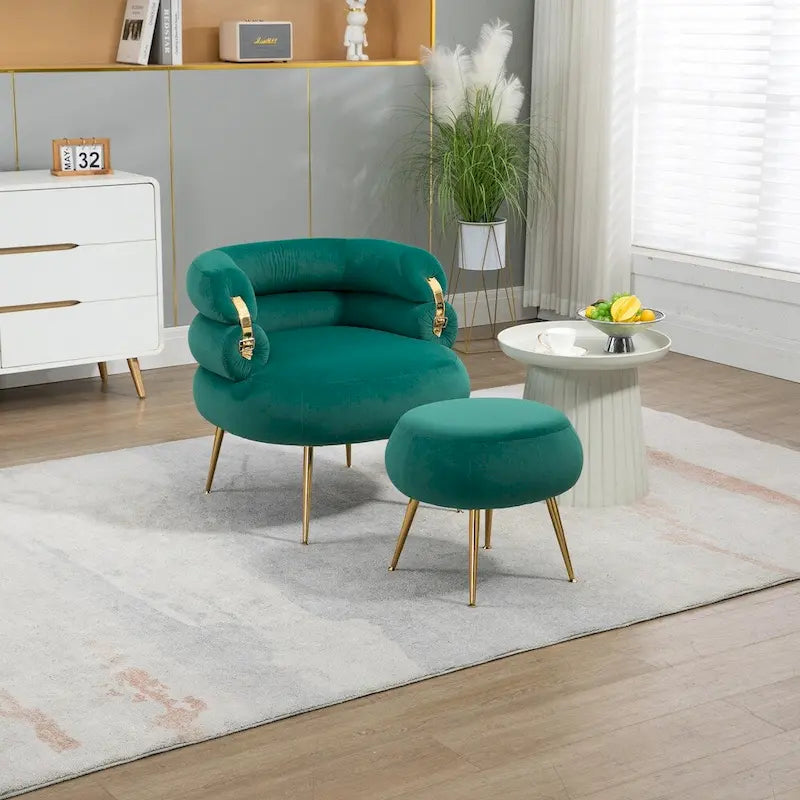 Sillón decorativo moderno tapizado con marco de metal - 29.13 x 27.95 x 28.35