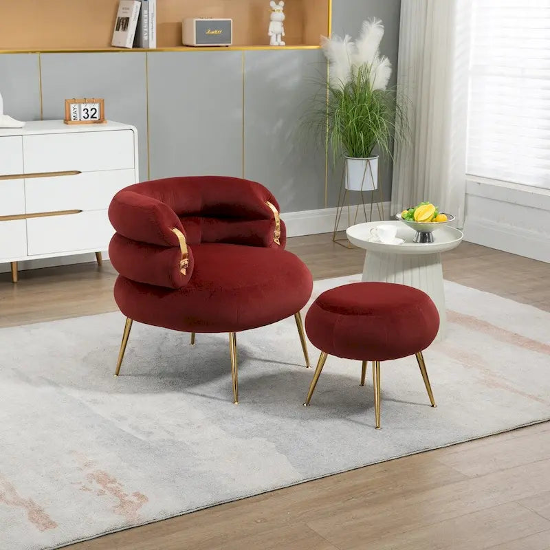 Sillón decorativo moderno tapizado con marco de metal - 29.13 x 27.95 x 28.35