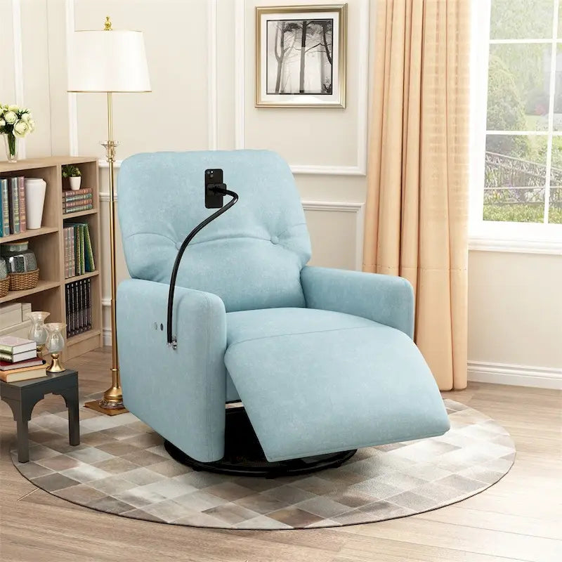 Sillón reclinable eléctrico giratorio de 270 grados con soporte para teléfono