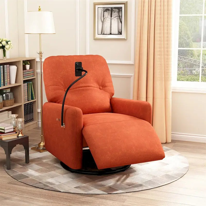 Sillón reclinable eléctrico giratorio de 270 grados con soporte para teléfono