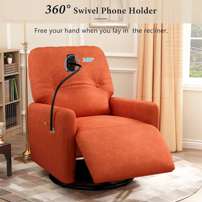 Sillón reclinable eléctrico giratorio de 270 grados con soporte para teléfono