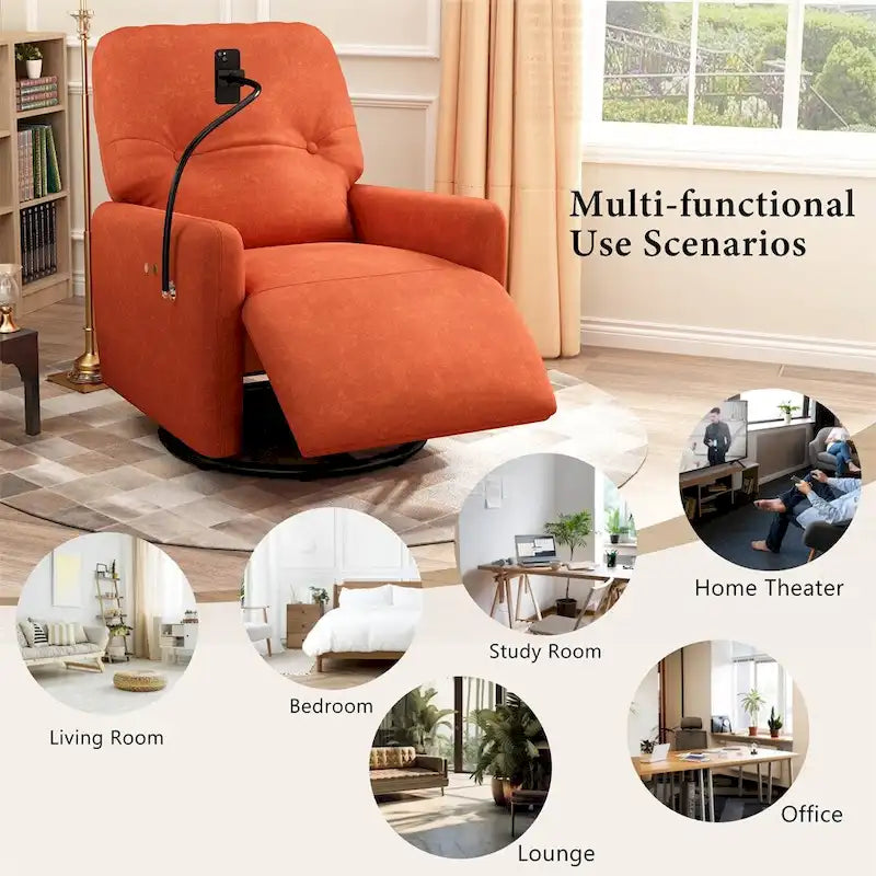 Sillón reclinable eléctrico giratorio de 270 grados con soporte para teléfono