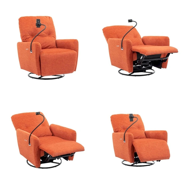 Sillón reclinable eléctrico giratorio de 270 grados con soporte para teléfono