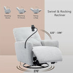Sillón reclinable eléctrico giratorio de 270 grados con soporte para teléfono