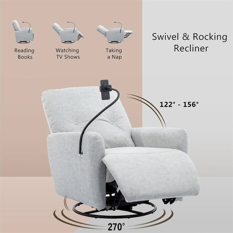 Sillón reclinable eléctrico giratorio de 270 grados con soporte para teléfono