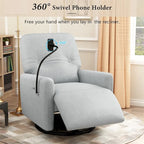 Sillón reclinable eléctrico giratorio de 270 grados con soporte para teléfono