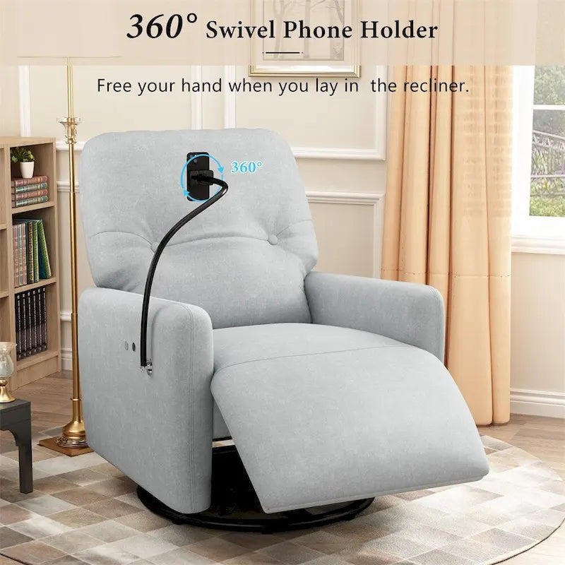 Sillón reclinable eléctrico giratorio de 270 grados con soporte para teléfono