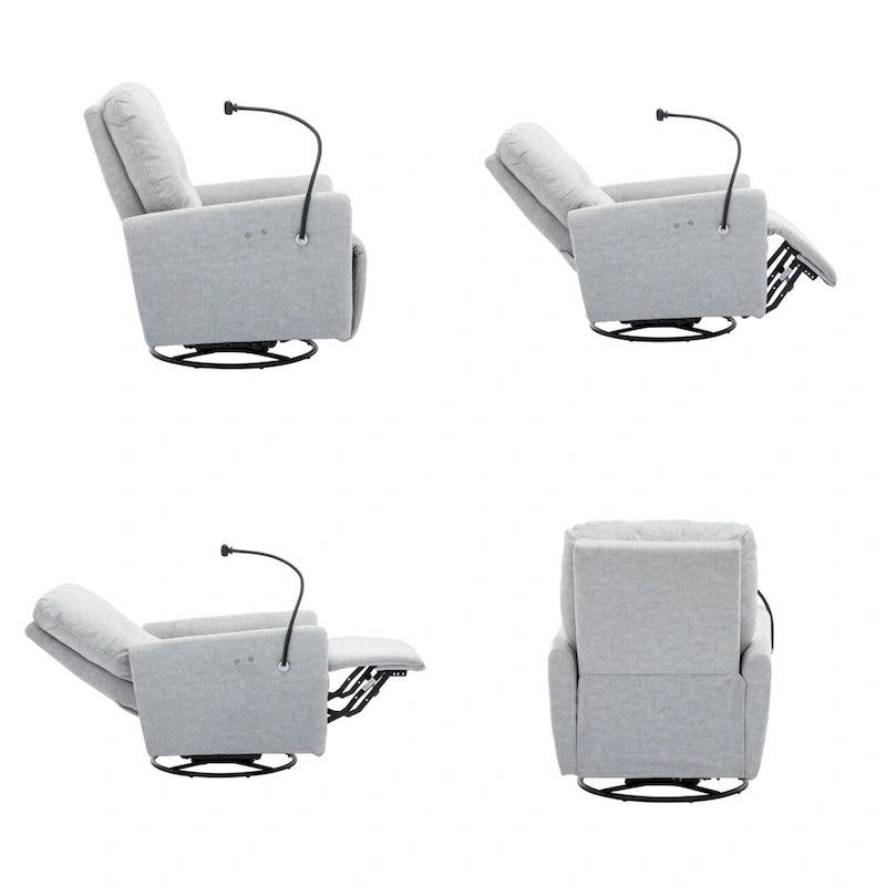 Sillón reclinable eléctrico giratorio de 270 grados con soporte para teléfono