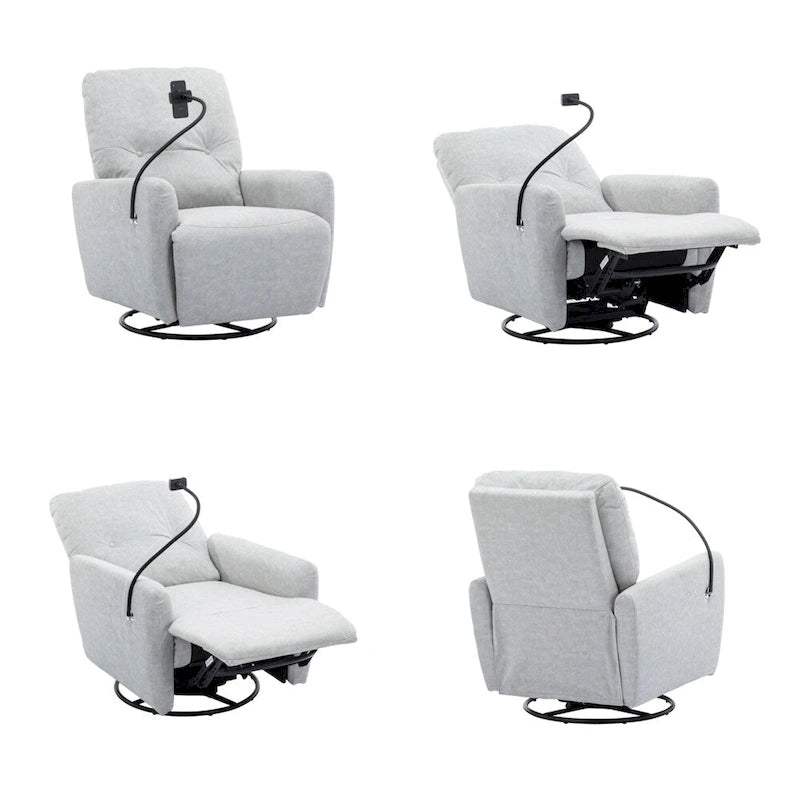 Sillón reclinable eléctrico giratorio de 270 grados con soporte para teléfono
