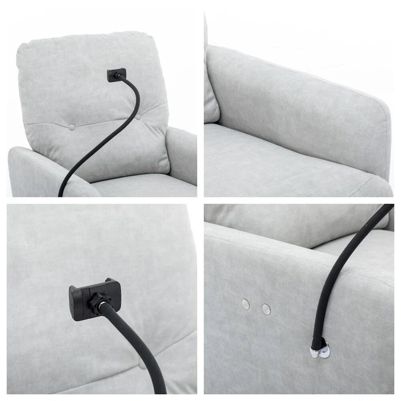 Sillón reclinable eléctrico giratorio de 270 grados con soporte para teléfono