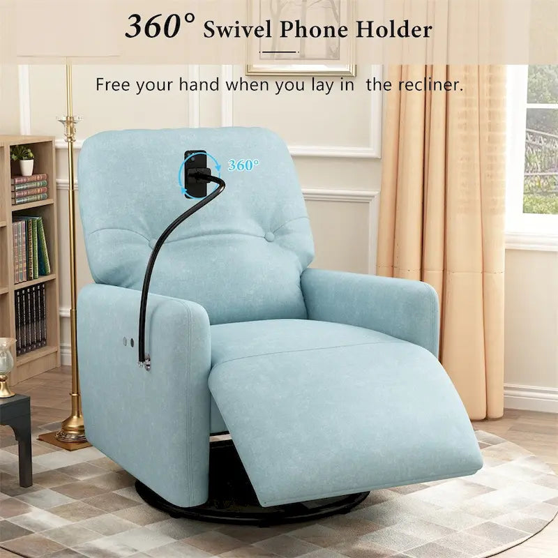 Sillón reclinable eléctrico giratorio de 270 grados con soporte para teléfono