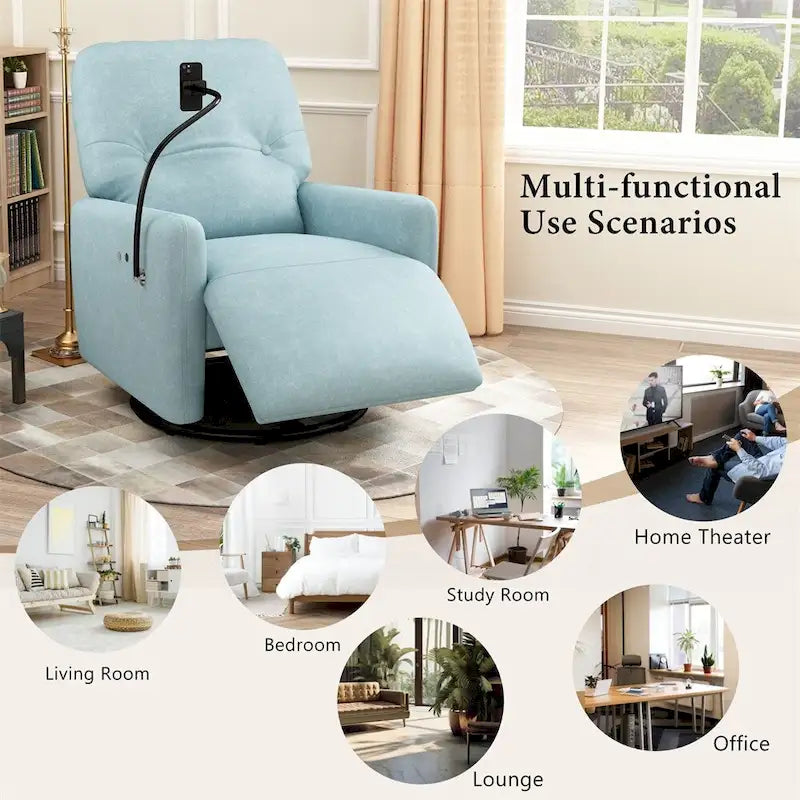 Sillón reclinable eléctrico giratorio de 270 grados con soporte para teléfono