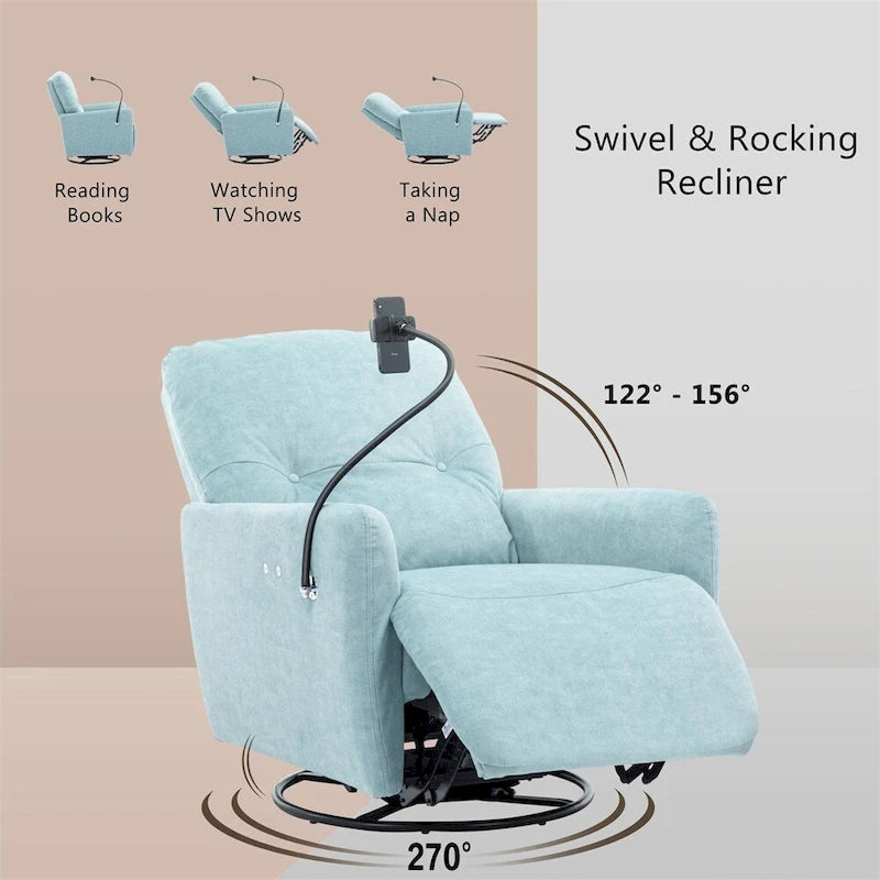Sillón reclinable eléctrico giratorio de 270 grados con soporte para teléfono
