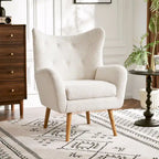 Sillón club de terciopelo con respaldo alado Boucle Almendra